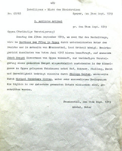 25. September 1819 14 Uhr Versteigerung im Gasthaus zum Pflug