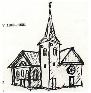 Skizze der 5. Kirche von 1842 bis 1921